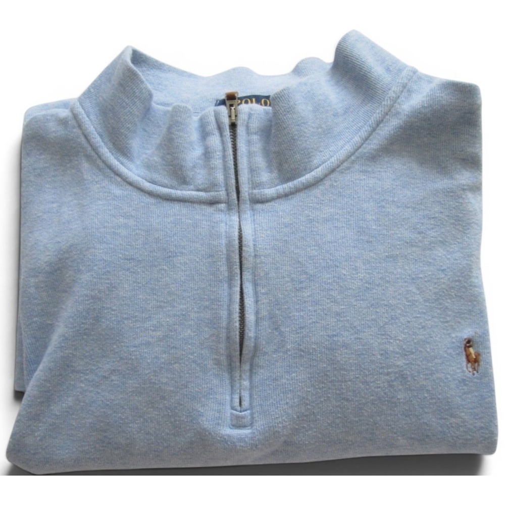 Polo Ralph Lauren Estate Rib Quarter Zip Pullover Light Blue 4XB (M462)
